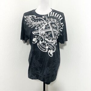 Hurley Men's Large Charcoal Affliction Style Graphic Shirt “Make Things Happen”